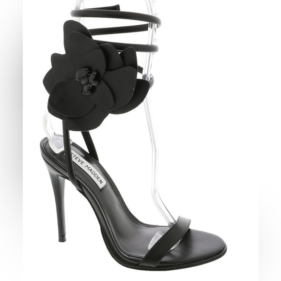 Steve Madden Ennzo Leather Flower Detail Ankle Wrap Dress Sandals Size 11 - Picture 2 of 2